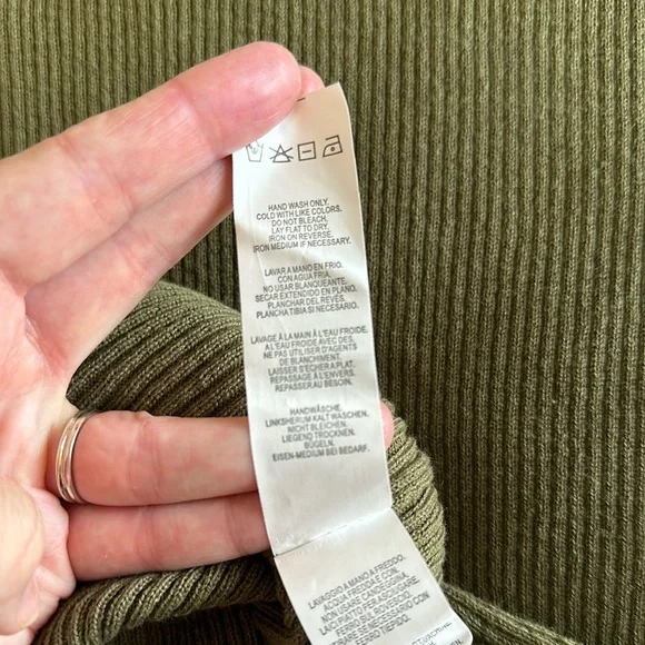 JustFab Olive Green Cold Shoulder Ribbed Knee-Length Dress Size Medium - Picture 9 of 13